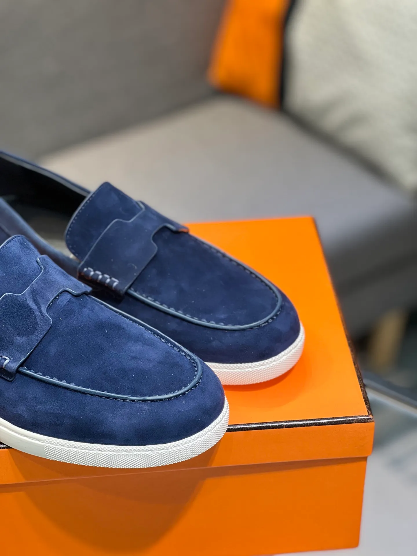 Men's shoes 💰700 [HERMES] Hermès - High-end quality original order 🔍🔍 - Upper: 🔝 cowhide suede splicing design - Inner lining: imported mixed sheepskin - Outsole: TPR foam · Rubber: two-color combined molding outsole - Super high quality control · Fine workmanship: highlighted (high-end, luxury, grade) -Size: 38-44 (45, 46, can be customized)